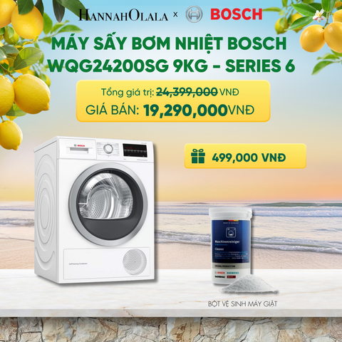 MÁY SẤY BƠM NHIỆT BOSCH WQG24200SG 9KG - SERIES 6 - A2382 