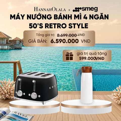  MÁY NƯỚNG BÁNH MÌ SMEG 50'S RETRO STYLE TSF03BLEU - 4 NGĂN MÀU ĐEN_ D1764 