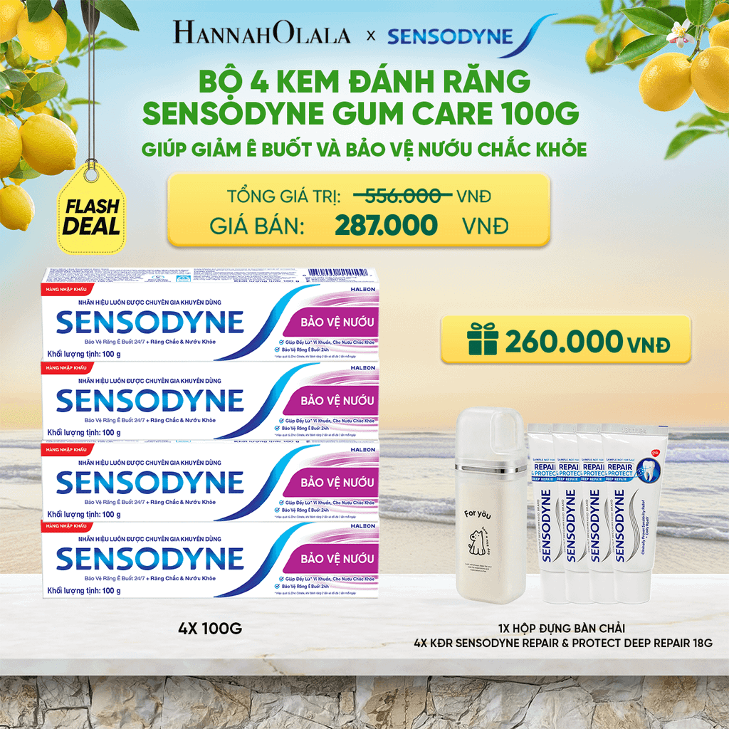  [FLASH DEAL] BỘ 4 KEM ĐÁNH RĂNG SENSODYNE GUM CARE 100G GIÚP GIẢM Ê BUỐT VÀ BẢO VỆ NƯỚU CHẮC KHỎE - A2080 