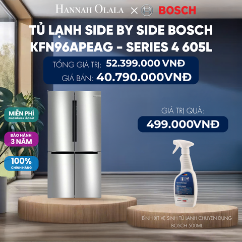 TỦ LẠNH SIDE BY SIDE BOSCH KFN96APEAG - SERIES 4 605L 