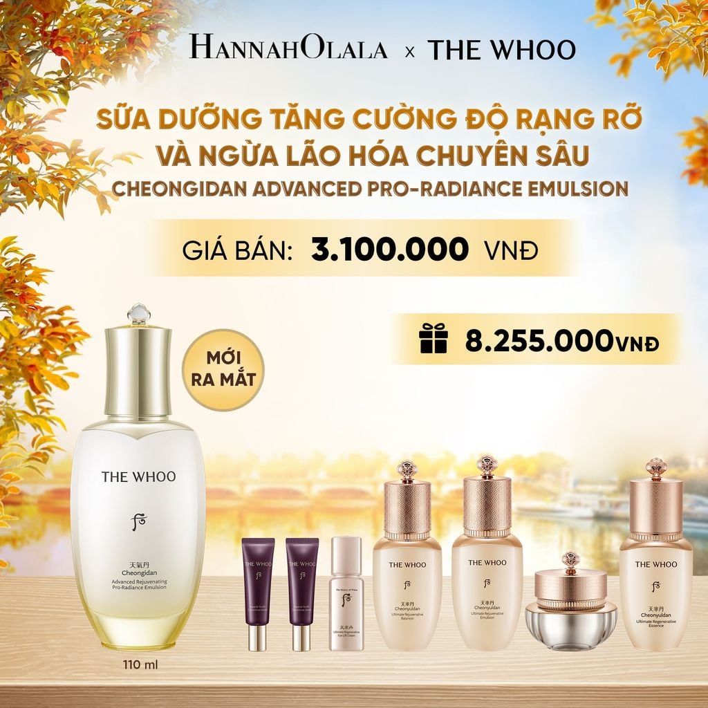  MỚI RA MẮT - SỮA DƯỠNG TĂNG CƯỜNG ĐỘ RẠNG RỠ VÀ NGỪA LÃO HÓA CHUYÊN SÂU THE WHOO CHEONGIDAN ADVANCED PRO-RADIANCE EMULSION 110ML - E2140 