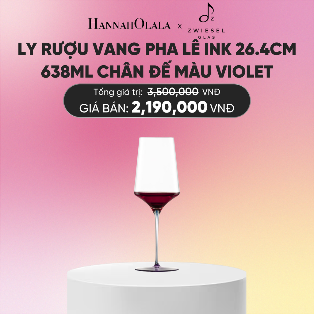  LY RƯỢU VANG PHA LÊ ZWIESEL INK CHÂN ĐẾ MÀU TÍM VIOLET 