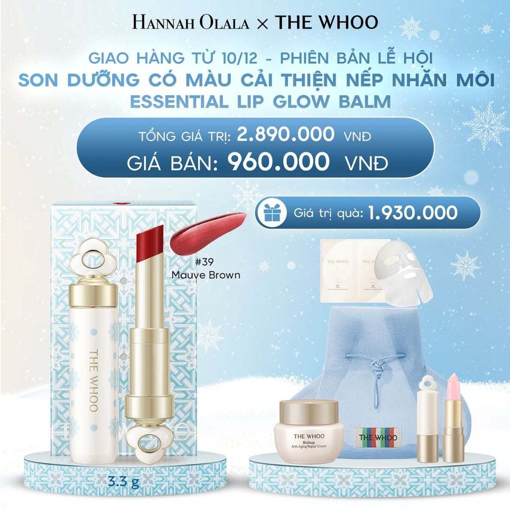  DEAL 28: [PRE-ORDER] PHIÊN BẢN LỄ HỘI - BỘ SON DƯỠNG CẢI THIỆN NẾP NHĂN MÔI THE WHOO ESSENTIAL LIP GLOW BALM - GIAO HÀNG TỪ NGÀY 10/12 