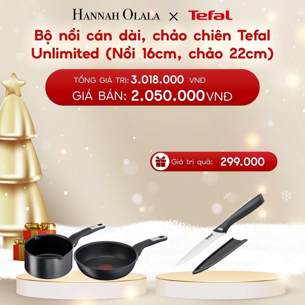  A1173_DEAL 13: BỘ NỒI CÁN DÀI, CHẢO CHIÊN TEFAL UNLIMITED (NỒI 16CM, CHẢO 22CM) 