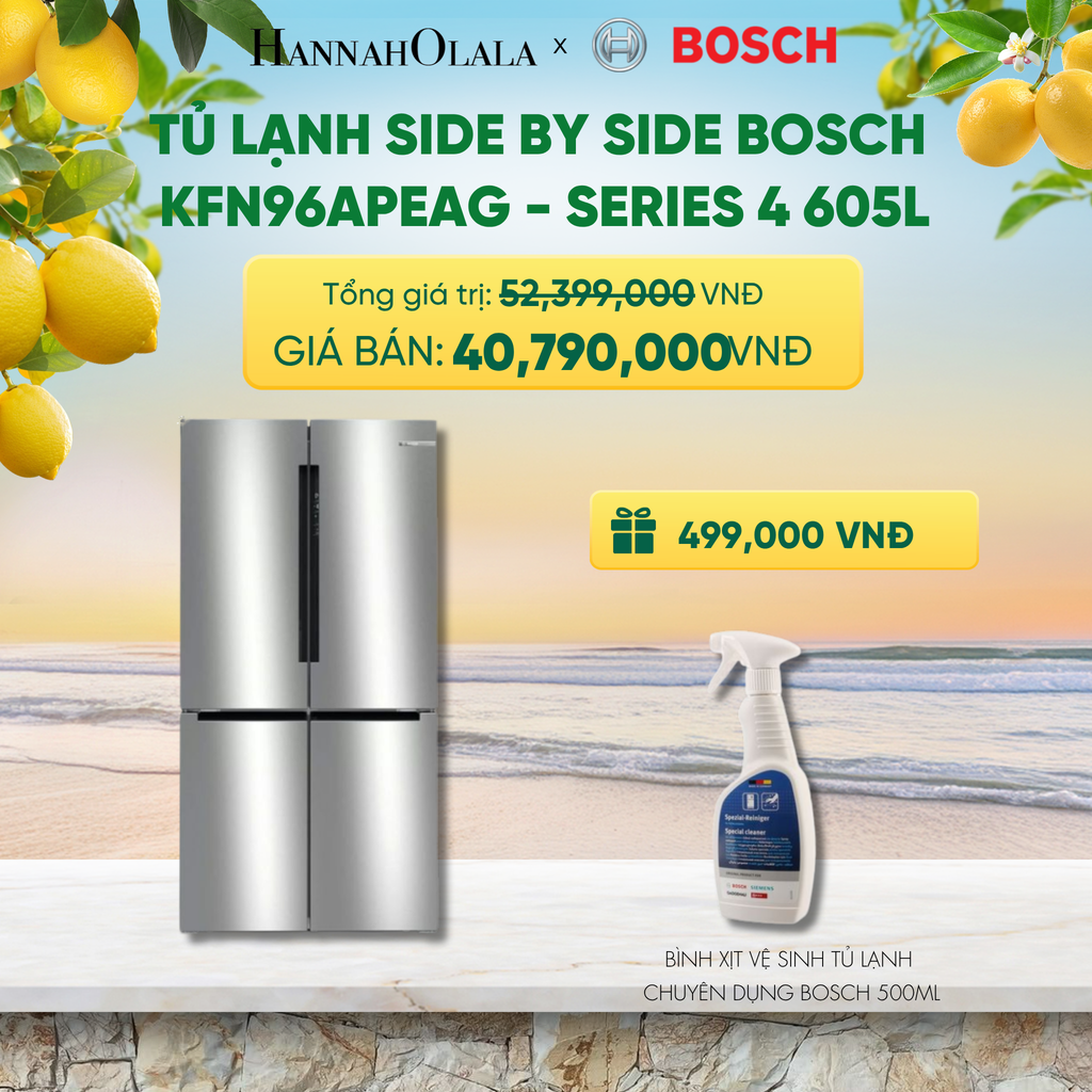  TỦ LẠNH SIDE BY SIDE BOSCH KFN96APEAG - SERIES 4 605L - A2383 