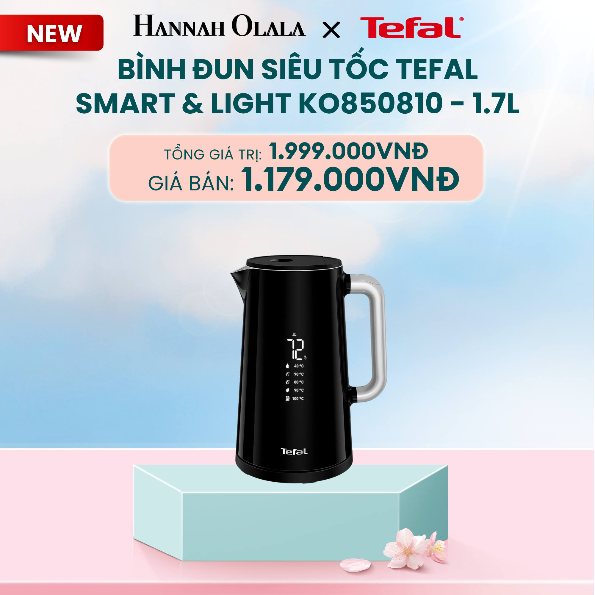  DEAL 23: BÌNH ĐUN SIÊU TỐC TEFAL SMART & LIGHT KO850810 - 1.7L 