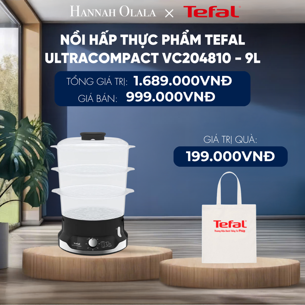  NỒI HẤP THỰC PHẨM TEFAL ULTRACOMPACT VC204810 - 9L - DEAL 26 