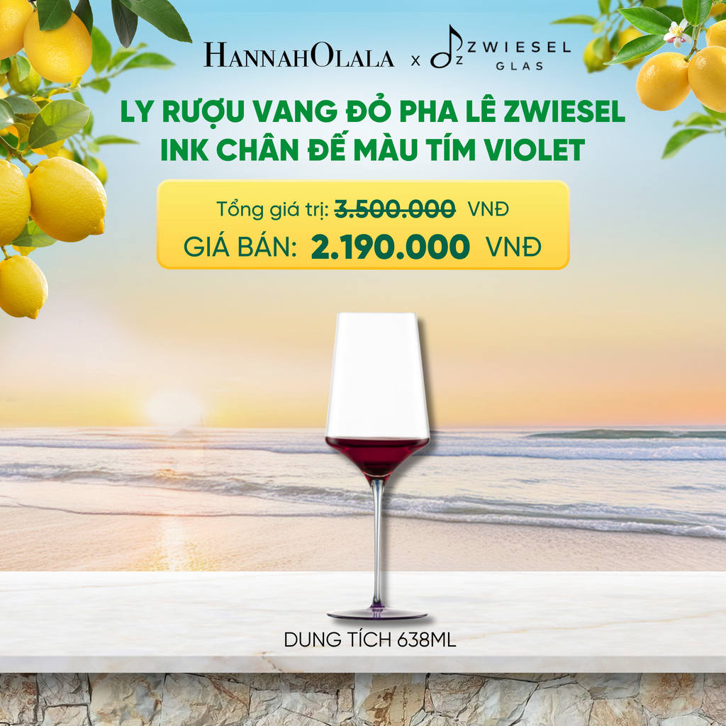  LY RƯỢU VANG PHA LÊ ZWIESEL INK CHÂN ĐẾ MÀU TÍM VIOLET - A2178 