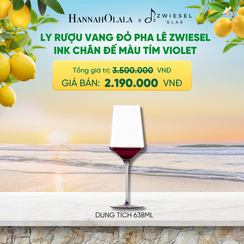  LY RƯỢU VANG PHA LÊ ZWIESEL INK CHÂN ĐẾ MÀU TÍM VIOLET - A2178 