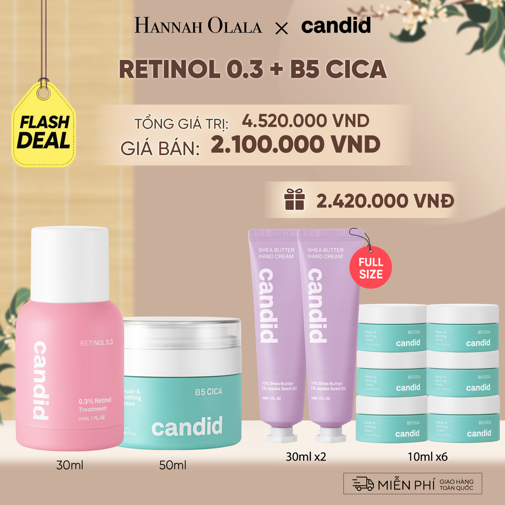  FLASHDEAL 28: RETINOL 0.3 & B5 CICA BỘ ĐÔI LÀM MỜ NẾP NHĂN VÀ DƯỠNG ẨM PHỤC HỒI CHUYÊN SÂU 
