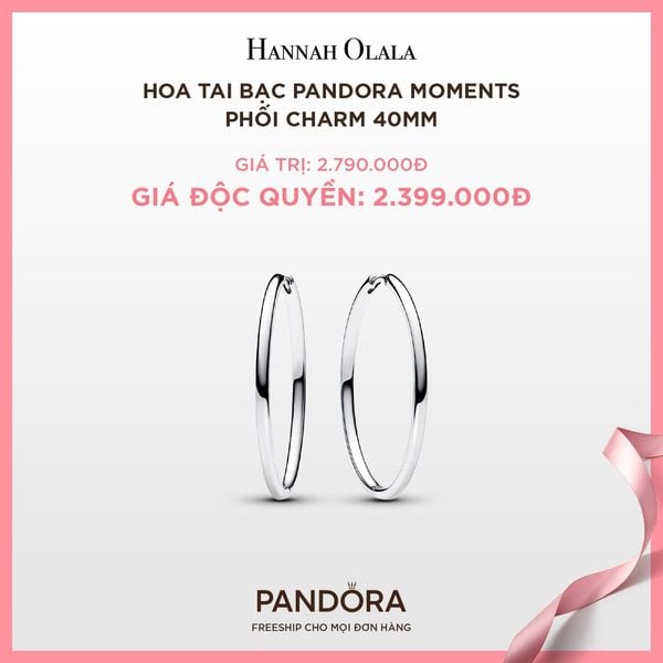  A56_DEAL 49: BÔNG TAI BẠC PANDORA MOMENTS PHỐI CHARM 40MM 