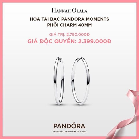  A56_DEAL 49: BÔNG TAI BẠC PANDORA MOMENTS PHỐI CHARM 40MM 