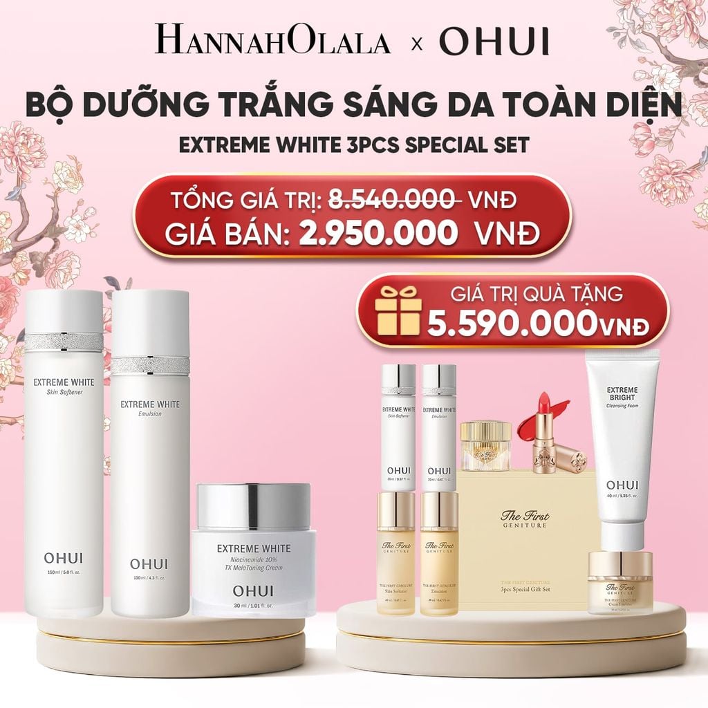  BỘ DƯỠNG TRẮNG SÁNG DA TOÀN DIỆN OHUI EXTREME WHITE 3PCS SPECIAL SET 