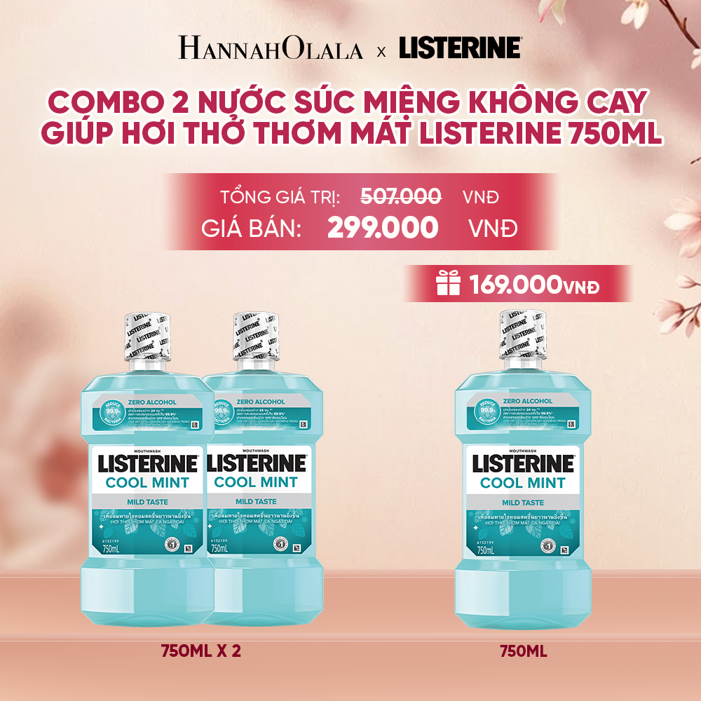  MUA 2 TẶNG 1 NƯỚC SÚC MIỆNG LISTERINE KHÔNG CAY GIÚP HƠI THỞ THƠM MÁT COOL MINT ZERO 750ML - A107 