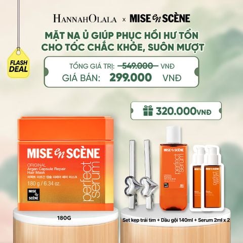  MỚI - MẶT NẠ Ủ, PHỤC HỒI HƯ TỔN TÓC MISE EN SCÈNE PERFECT SERUM ARGAN CAPSULE REPAIR HAIR MASK 180G CHO TÓC SUÔN MƯỢT HOÀN HẢO - A1679 