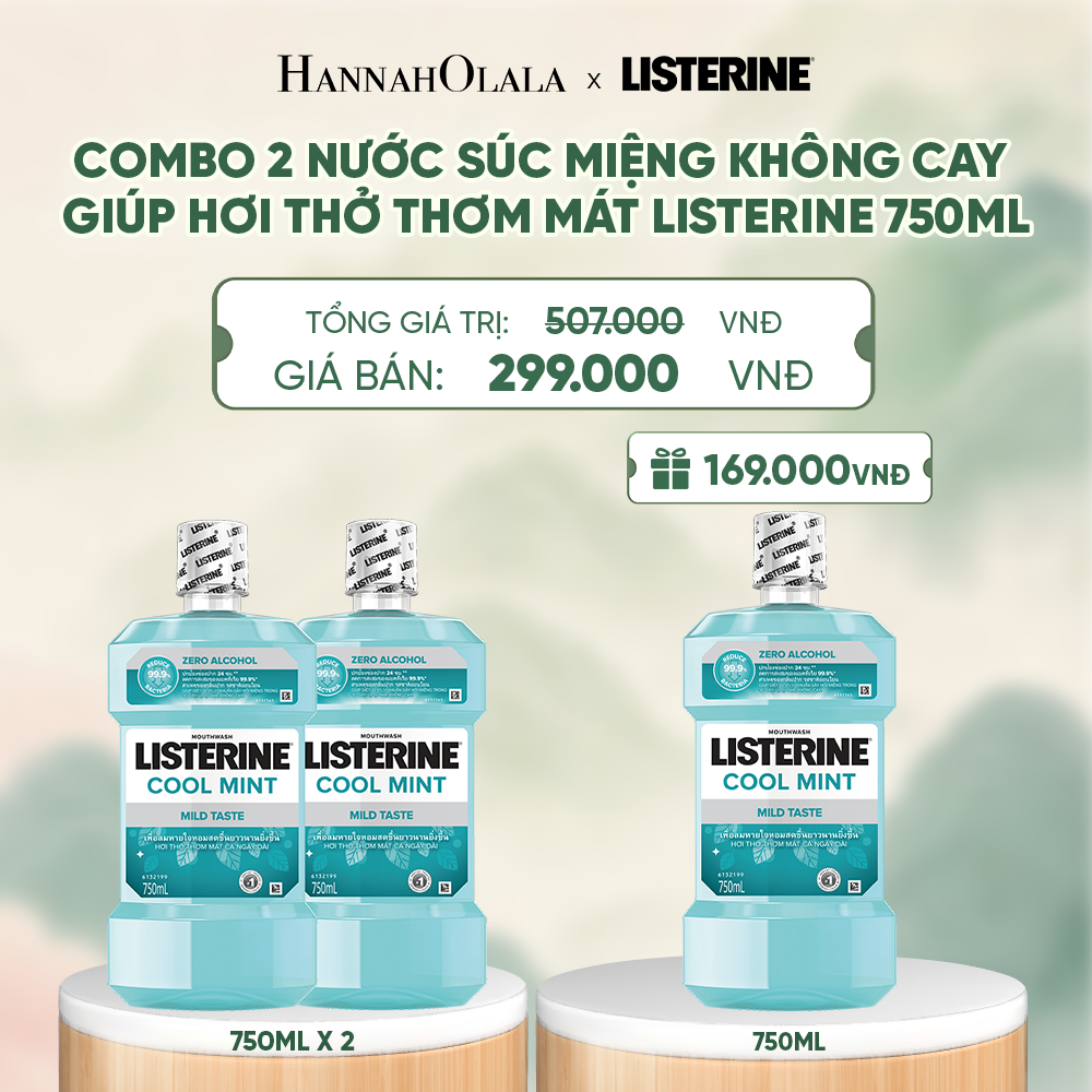  MUA 2 TẶNG 1 NƯỚC SÚC MIỆNG LISTERINE KHÔNG CAY GIÚP HƠI THỞ THƠM MÁT COOL MINT ZERO 750ML - A976 