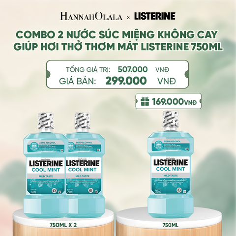  MUA 2 TẶNG 1 NƯỚC SÚC MIỆNG LISTERINE KHÔNG CAY GIÚP HƠI THỞ THƠM MÁT COOL MINT ZERO 750ML - A976 
