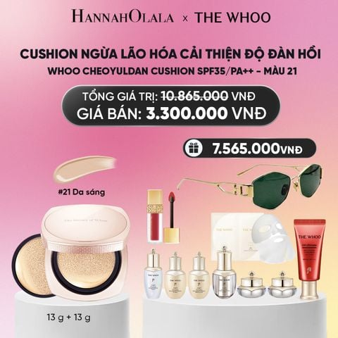  [TẶNG KÈM 1 LÕI] CUSHION NGỪA LÃO HÓA CẢI THIỆN ĐỘ ĐÀN HỒI WHOO CHEOYULDAN SIGNATURE CUSHION FOUNDATION SPF35/PA++_A205 