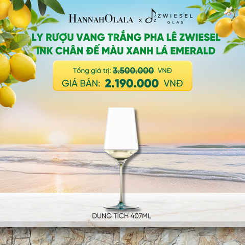 LY RƯỢU VANG PHA LÊ ZWIESEL INK CHÂN ĐẾ MÀU XANH LÁ EMERALD - A2181 