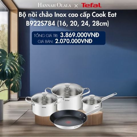  DEAL 11: BỘ NỒI CHẢO INOX CAO CẤP COOK EAT B922S784 (16, 20, 24, 28CM) 