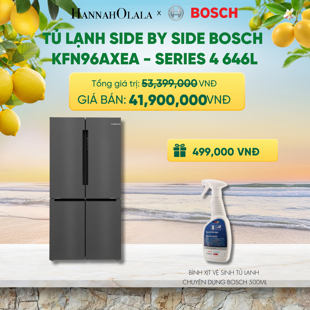  TỦ LẠNH SIDE BY SIDE BOSCH KFN96AXEA - SERIES 4 646L - A2384 