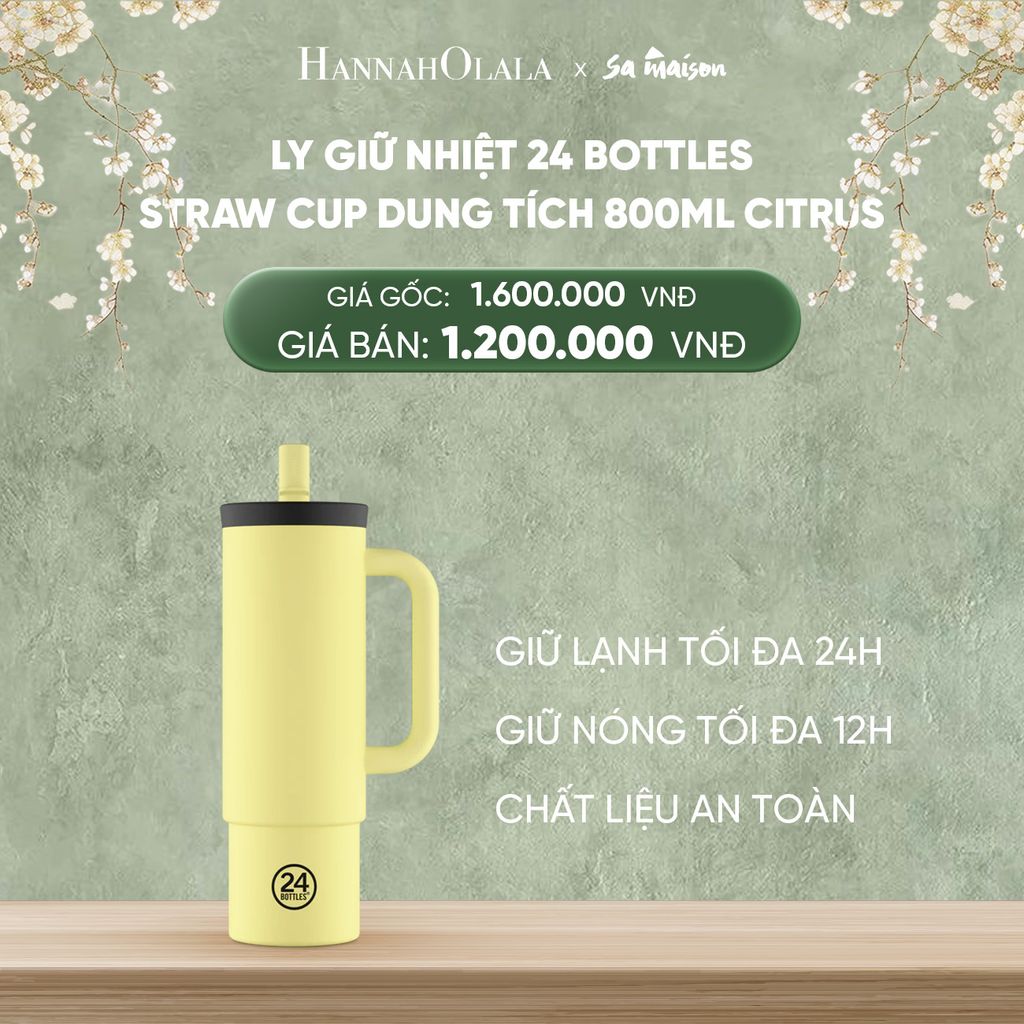  DEAL 2: LY GIỮ NHIỆT 24 BOTTLES STRAW CUP DUNG TÍCH 800ML HỌA TIẾT 