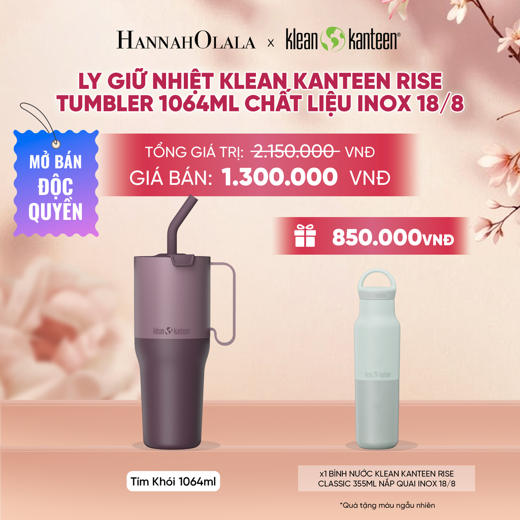  LY GIỮ NHIỆT KLEAN KANTEEN RISE TUMBLER 1064ML ỐNG HÚT GẬP CHẤT LIỆU INOX 18/8 