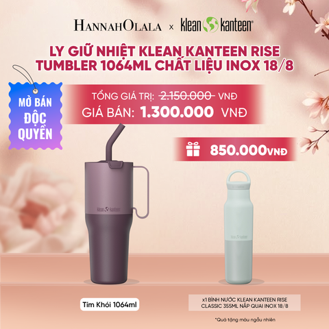  LY GIỮ NHIỆT KLEAN KANTEEN RISE TUMBLER 1064ML ỐNG HÚT GẬP CHẤT LIỆU INOX 18/8 