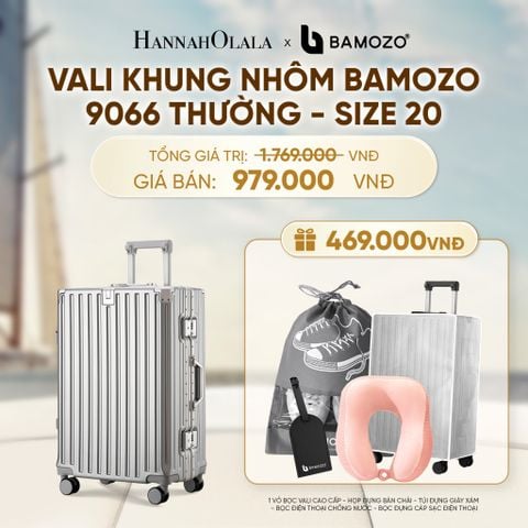  VALI BAMOZO KHUNG NHÔM 9066 BẢN THƯỜNG (TẶNG BỌC VALI TRONG SUỐT + TAG HÀNH LÝ DA + TÚI ĐỰNG GIÀY + GỐI CHỮ U THƯỜNG) - A1606 