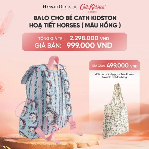  DEAL 2: BALO CHO BÉ ĐI HỌC CATH KIDSTON HOẠ TIẾT VẼ TAY - NGỰA HỒNG 