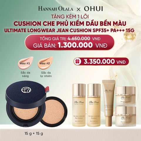  DEAL 44: [TẶNG KÈM 1 LÕI] CUSHION CHE PHỦ KIỀM DẦU BỀN MÀU OHUI ULTIMATE LONGWEAR JEAN CUSHION SPF35+ PA+++ 15G 