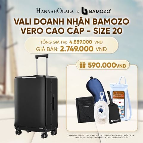  VALI DOANH NHÂN BAMOZO VERO KHUNG NHÔM CAO CẤP (TẶNG VÍ THẺ DA CARD HOLDER BAMOZO + TAG HÀNH LÝ DA + TÚI ĐỰNG ĐT CHỐNG NƯỚC + TÚI DỰNG CÁP SẠC + BỊT MẮT LỤA SATIN) - A716 