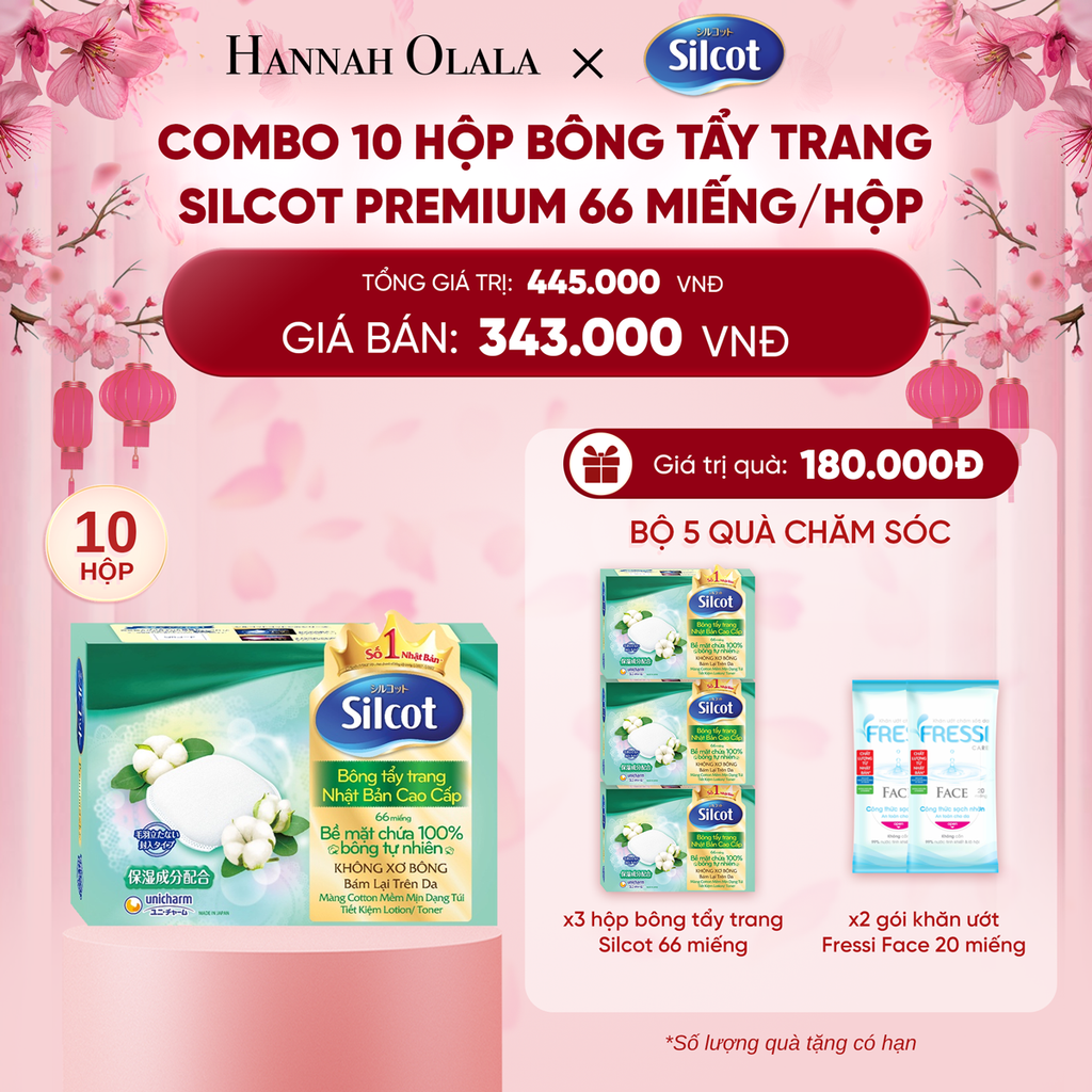  DEAL 2: COMBO 10 HỘP BÔNG TRANG ĐIỂM (BÔNG TẨY TRANG) CAO CẤP SILCOT PREMIUM 66 MIẾNG/HỘP 