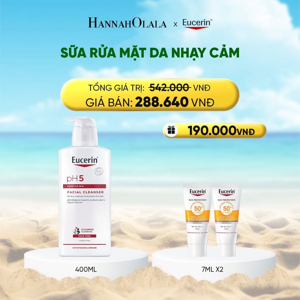  SỮA RỬA MẶT KHÔNG GÂY KÍCH ỨNG CHO DA NHẠY CẢM EUCERIN PH5 FACIAL CLEANSER 400ML 