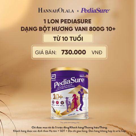  1 LON PEDIASURE DẠNG BỘT HƯƠNG VANI 800G 10+ (DÙNG CHO BÉ TRÊN 10 TUỔI) DEAL 2: - E211 