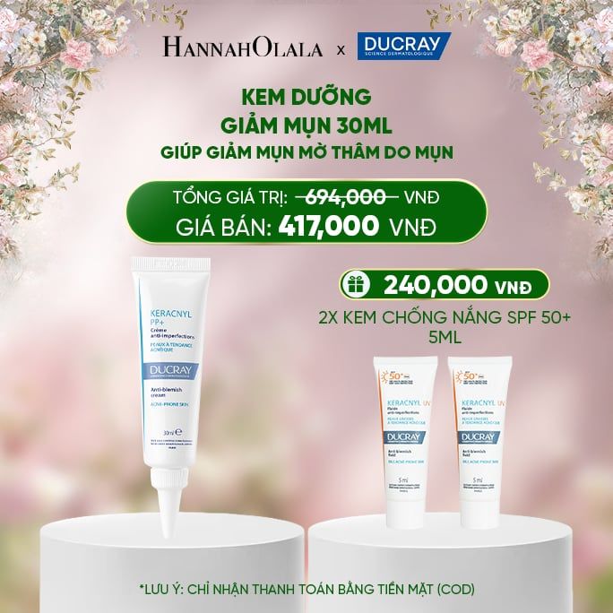  DEAL 3: KEM DƯỠNG GIẢM MỤN DUCRAY KERACNYL PP+ CREAM 30ML GIÚP GIẢM MỤN MỜ THÂM DO MỤN 