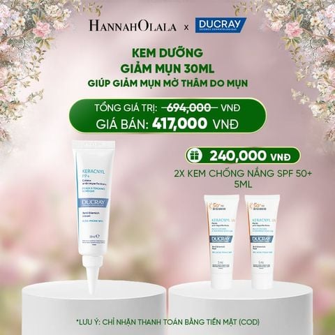  DEAL 3: KEM DƯỠNG GIẢM MỤN DUCRAY KERACNYL PP+ CREAM 30ML GIÚP GIẢM MỤN MỜ THÂM DO MỤN 