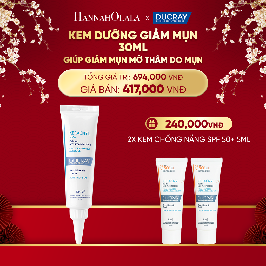  DEAL 3: KEM DƯỠNG GIẢM MỤN DUCRAY KERACNYL PP+ CREAM 30ML GIÚP GIẢM MỤN MỜ THÂM DO MỤN 