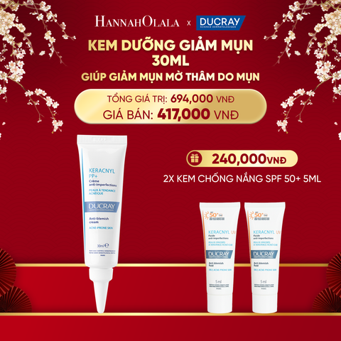  DEAL 3: KEM DƯỠNG GIẢM MỤN DUCRAY KERACNYL PP+ CREAM 30ML GIÚP GIẢM MỤN MỜ THÂM DO MỤN 