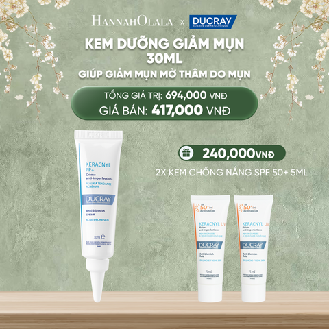  DEAL 3: KEM DƯỠNG GIẢM MỤN DUCRAY KERACNYL PP+ CREAM 30ML GIÚP GIẢM MỤN MỜ THÂM DO MỤN 