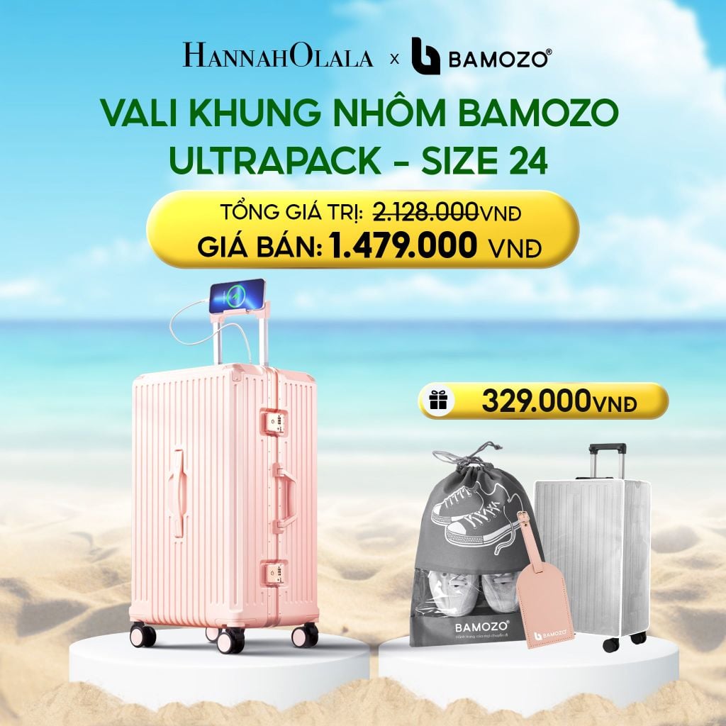  DEAL 4: VALI BAMOZO KHUNG NHÔM ULTRAPACK CAO CẤP (TẶNG VÍ THẺ DA CARD HOLDER BAMOZO + THẺ TAG DA CHỐNG THẤT LẠC + TÚI ĐỰNG GIÀY) 