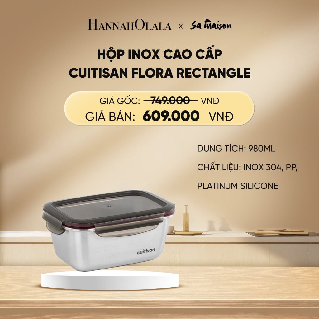  DEAL 16: HỘP INOX CAO CẤP CUITISAN FLORA RECTANGLE 