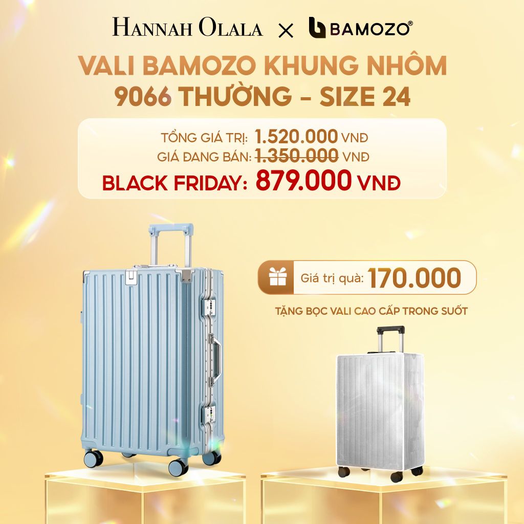  DEAL 3: VALI BAMOZO KHUNG NHÔM 9066 BẢN THƯỜNG (TẶNG BỌC VALI TRONG SUỐT) 