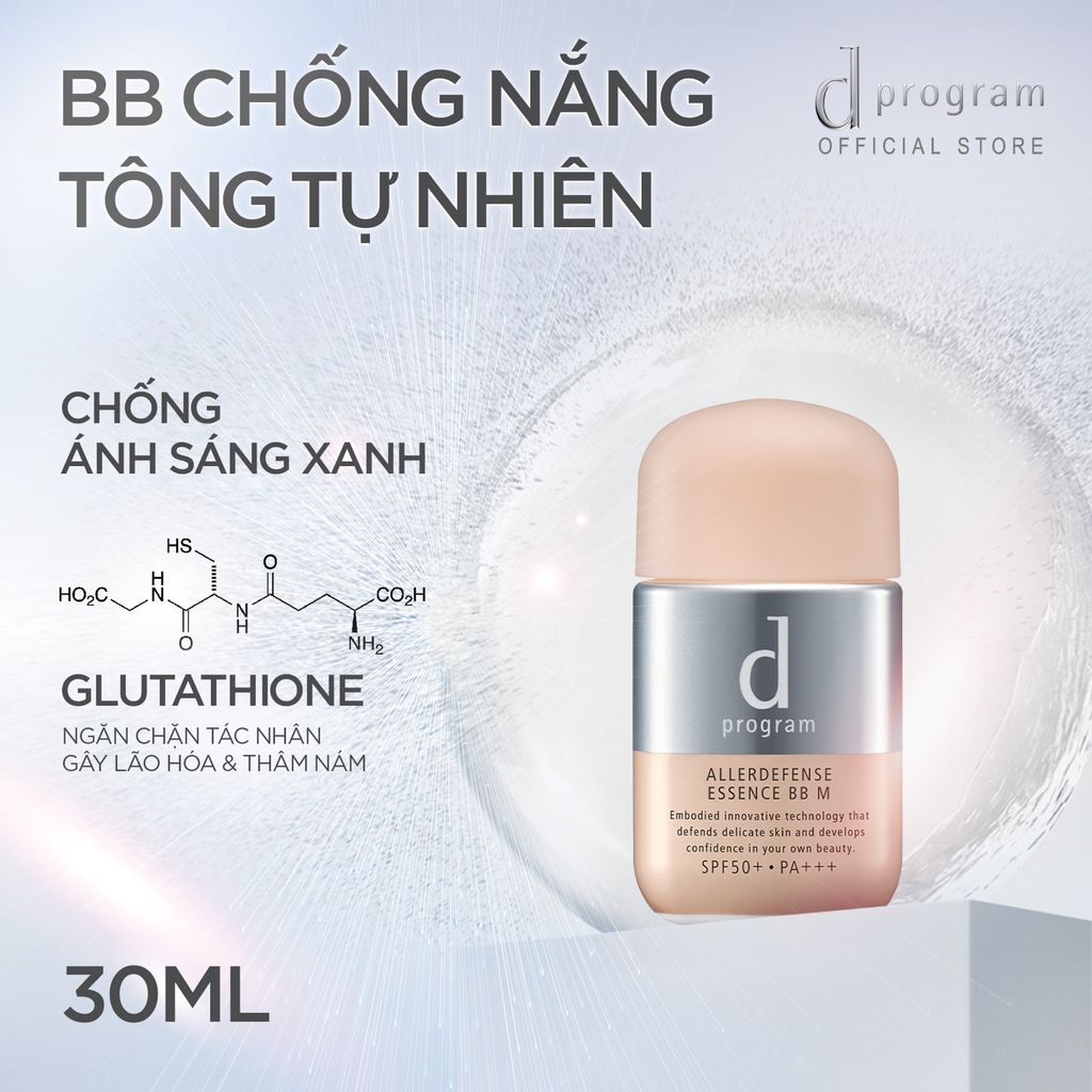  A28: DEAL 12: KEM CHỐNG NẮNG TRANG ĐIỂM DẠNG TINH CHẤT DÀNH CHO DA NHẠY CẢM DPROGRAM ALLERDEFENSE ESSENCE BB TÔNG TỰ NHIÊN 30ML, SPF43, PA+++ 