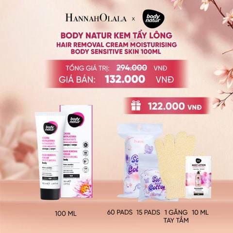  BODY NATUR KEM TẨY LÔNG HAIR REMOVAL CREAM MOISTURISING BODY SENSITIVE SKIN 100ML - A1552 