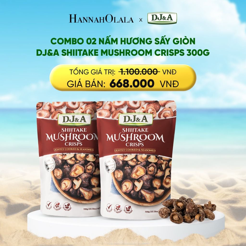  DEAL 2: COMBO 02 NẤM HƯƠNG SẤY GIÒN DJ&A SHIITAKE MUSHROOM CRISPS 300G 