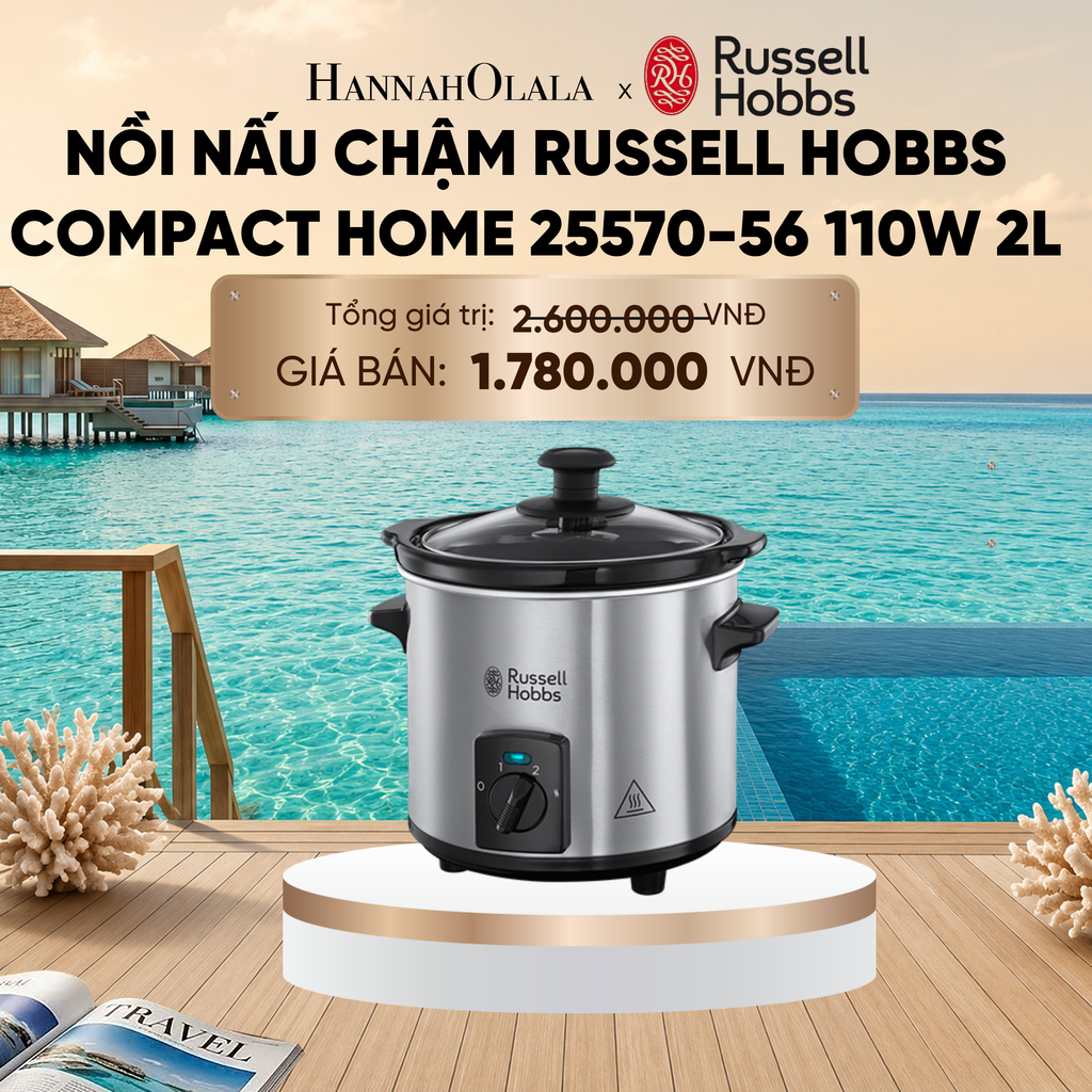  NỒI NẤU CHẬM RUSSELL HOBBS COMPACT HOME 25570-56 110W 2L MÀU THÉP KHÔNG GỈ_ D1117 