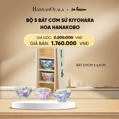  DEAL 10: BỘ 5 BÁT CƠM BẰNG SỨ HOA, KÍCH THƯỚC D11CM X 6.6CM. 