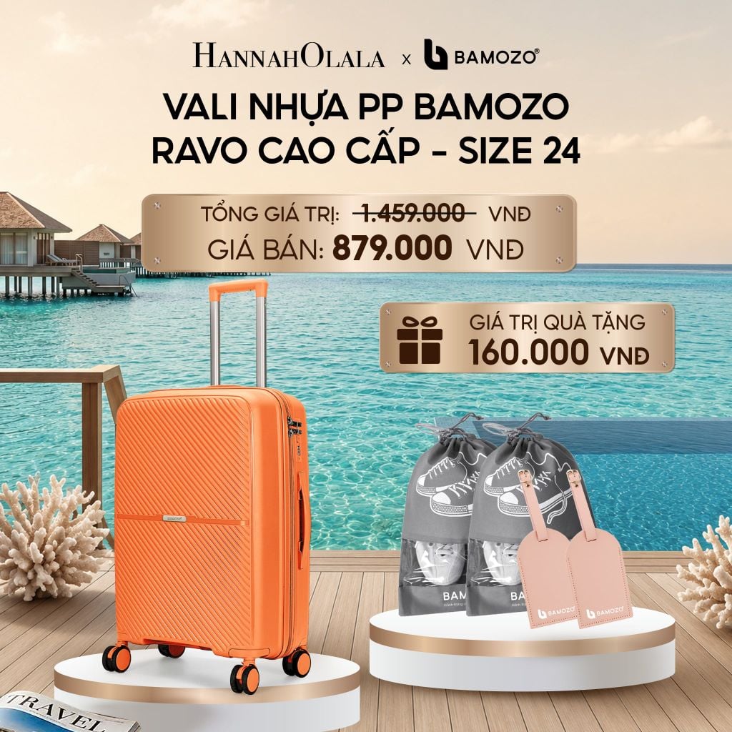  VALI BAMOZO RAVO NHỰA PP CAO CẤP CHỐNG VỠ (TẶNG 2 THẺ TAG DA CHỐNG THẤT LẠC, 2 TÚI ĐỰNG GIÀY XÁM)_ D1973 