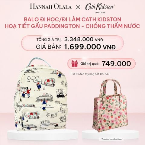  E345_DEAL 2: BALO ĐI HỌC/ĐI LÀM CATH KIDSTON HOẠ TIẾT GẤU PADDINGTON PHỦ PVC CHỐNG THẤM NƯỚC 